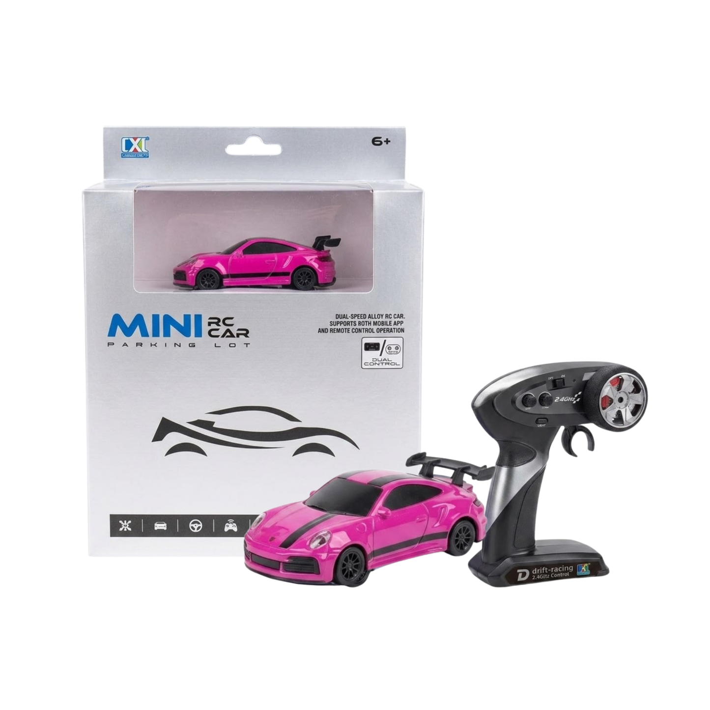 CXL Mini RC Car Parking Lot | Purple Porsche-Style Alloy RC Drift Car | 2.4GHz Remote Control