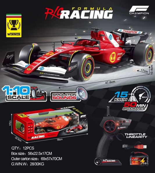 Jimyog 1:10 F1 Ferrari RC Racing Car High Speed 15KM/H with Simulation sounds and a 2.4GHz Controller