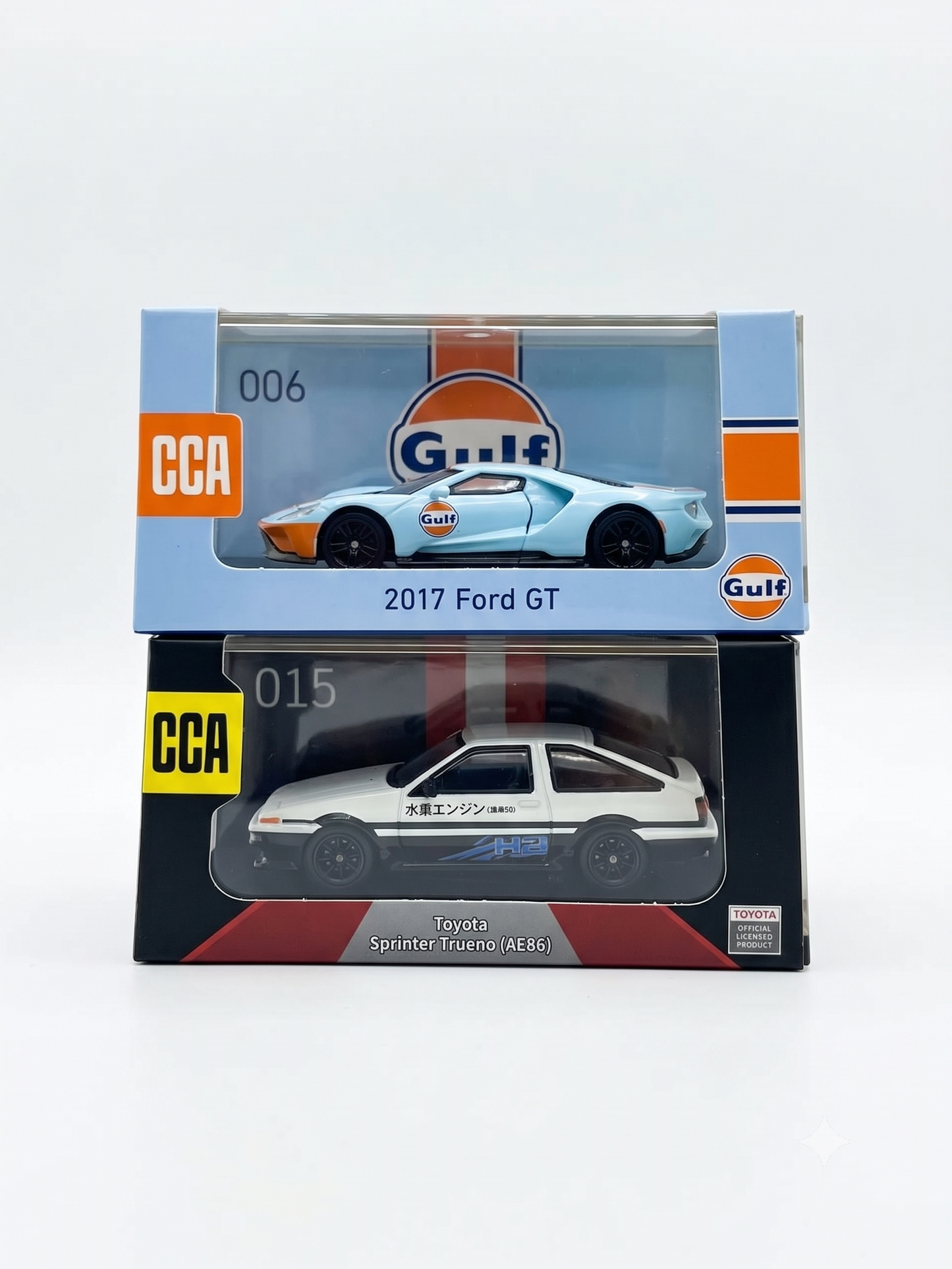 CCA 2017 Ford GT Gulf 1:64 diecast model with acrylic display case