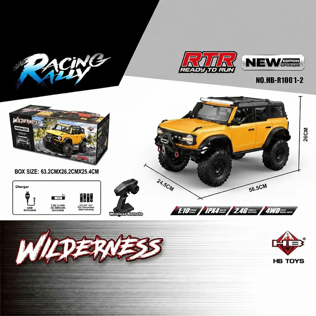 HB Toys R1001-2 1:10 Ford bronco Yellow Upgraded version RC crawler