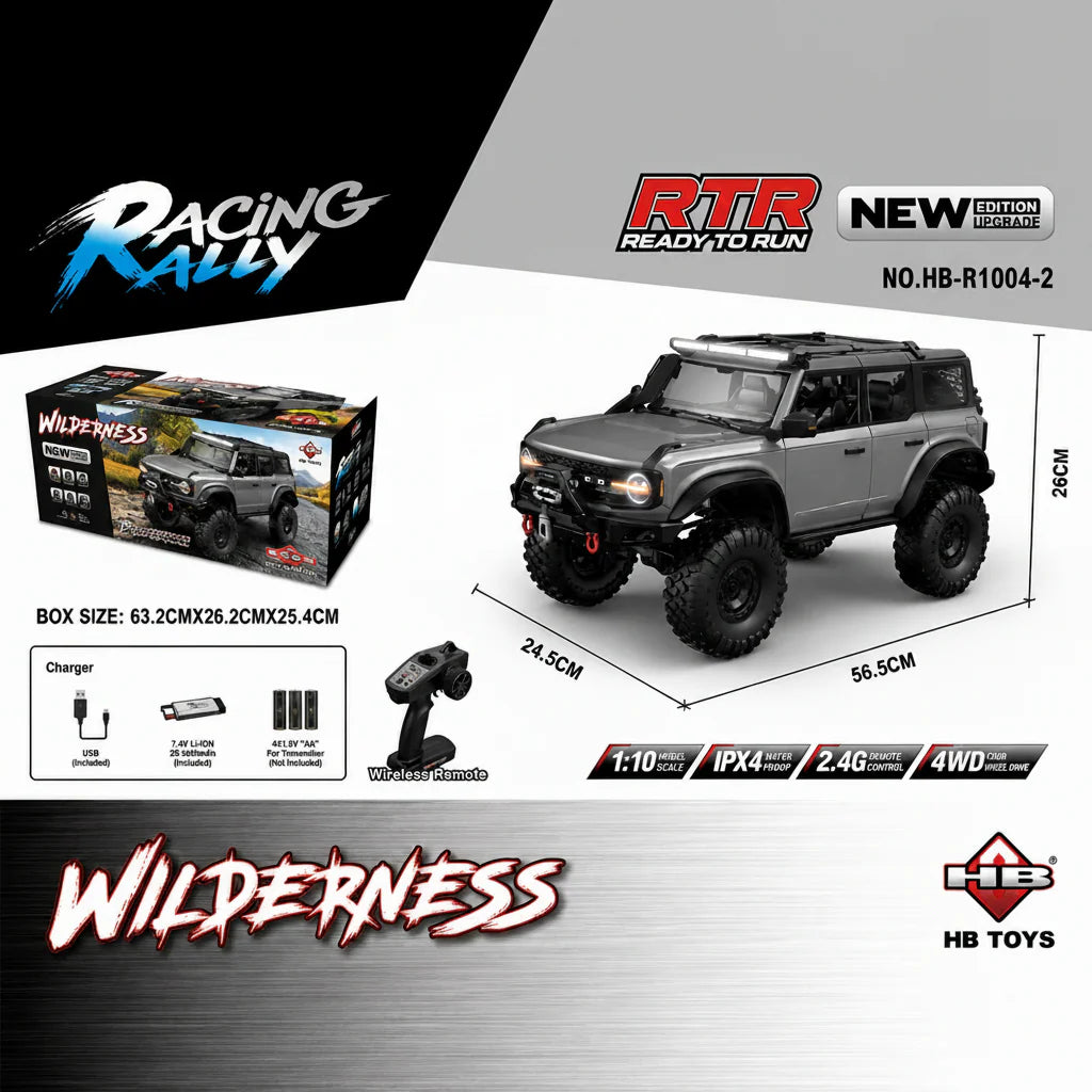 HB Toys R1004-2 1:10 Ford bronco Dark Grey Upgraded version RC crawler