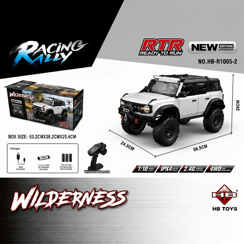 HB Toys R1005-2 1:10 Ford bronco Light Grey Upgraded version RC crawler