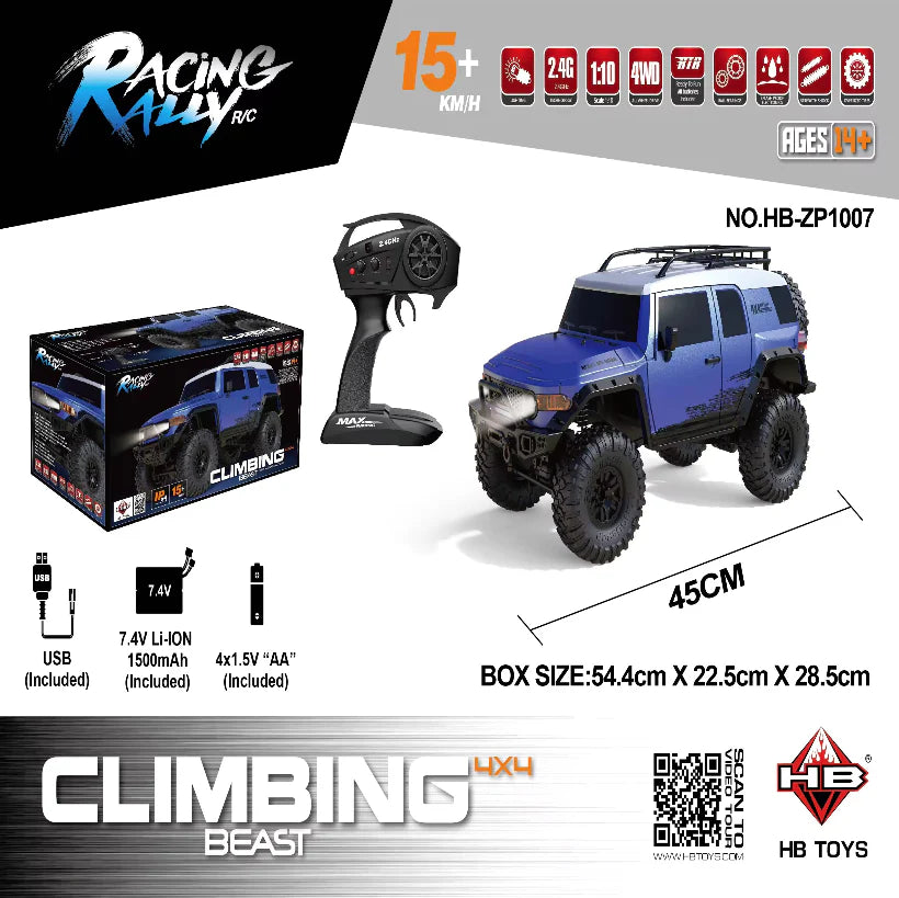 HB Toys ZP1007 1:10 Toyota FJ Cruiser Blue RTR 4WD Rc off road crawler