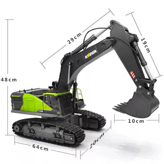 Huina 1593 green RC excavator with alloy bucket