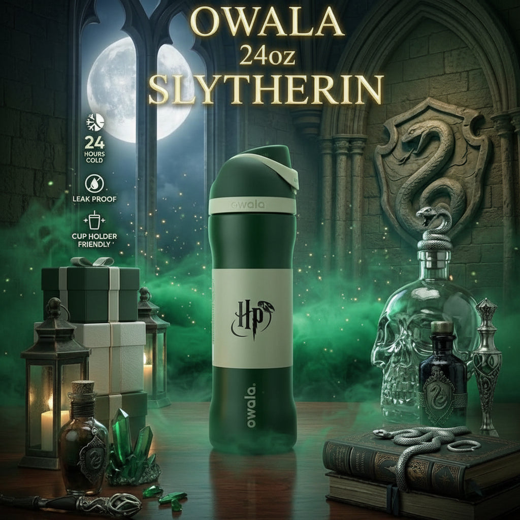 Owala Harry Potter Slytherin bottle with leak-proof FreeSip spout