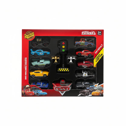 10PCS Catapult Power Sliding Function Car Set | Mixed Design Racing Cars with Ejection Launcher | Kids Toy Set