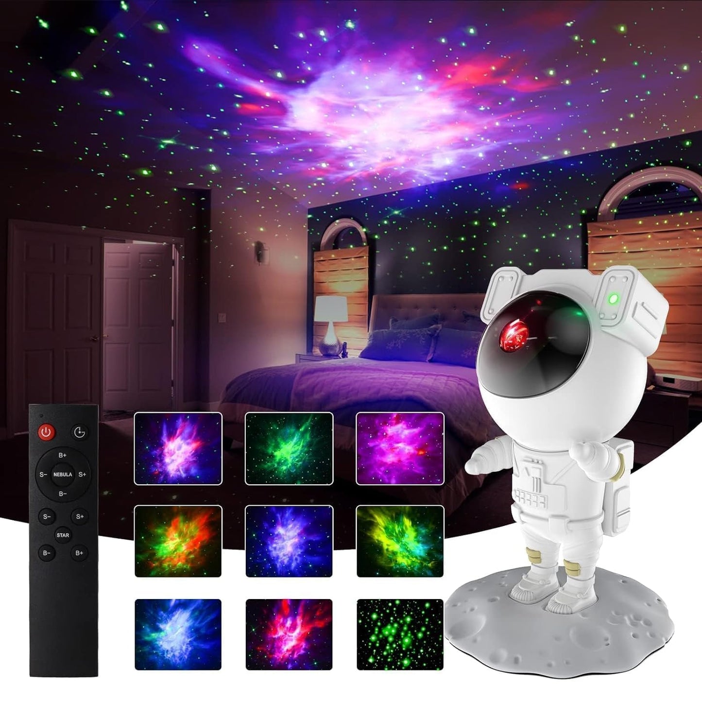 Astronaut Galaxy Projector Night Light – 360° Rotating