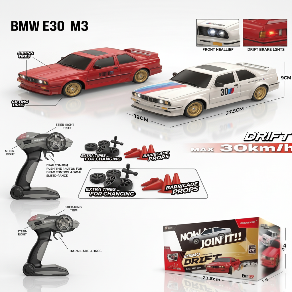 1:16 BMW E30 style RC drift car with 30KMH top speed