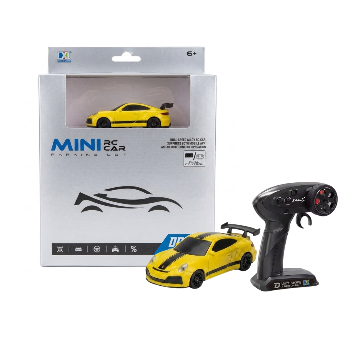 CXL Mini RC Porsche-Style Drift Car | Dual Control | Pistol Remote | Alloy Body