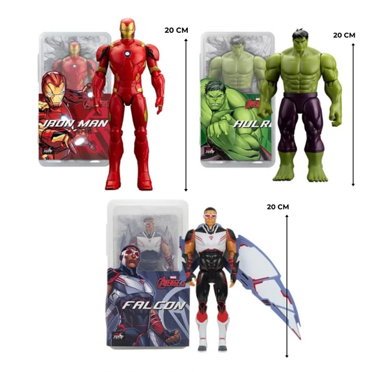 ZD Toys | 3 Piece Set | 20CM | Marvel Avengers | Iron Man | Hulk | Falcon | Plastic Box | Per Piece - Rs705