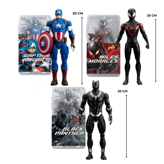 ZD Toys | 3 Piece Set | 20CM | Marvel Avengers | Captain America | Miles Morales | Black Panther | Plastic Box | Per Piece - Rs705