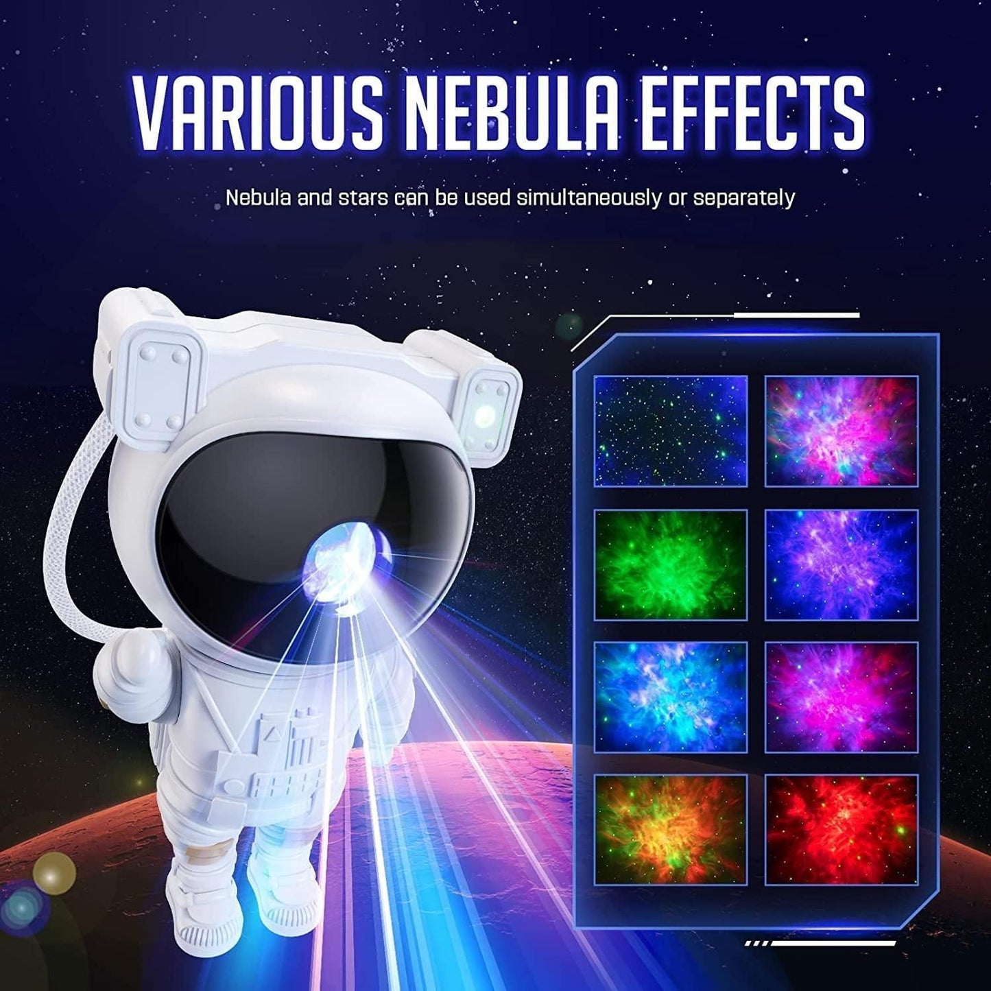 Astronaut Galaxy Projector Night Light – 360° Rotating