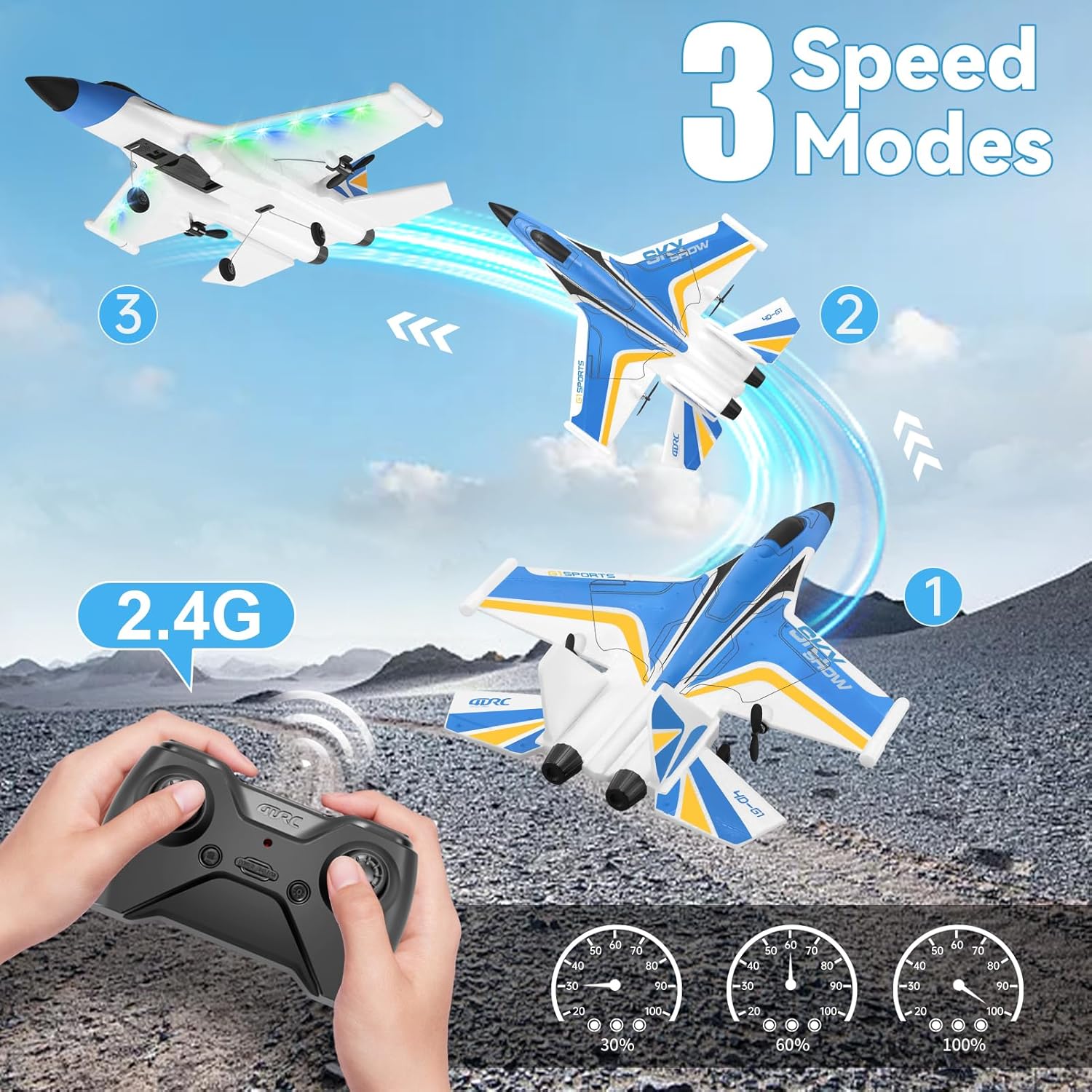 4DRC G1 RC fighter jet airplane with 6-axis gyro stabilizer