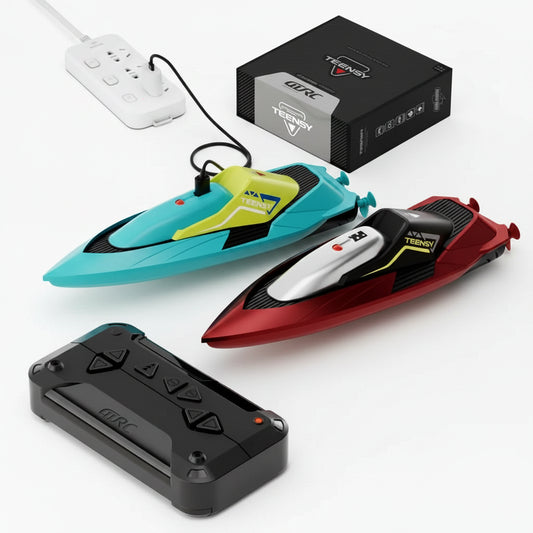 4DRC S5 Mini Dual Propeller RC Stunt Boat | 2.4GHz Remote Control | USB Rechargeable | Red / Blue