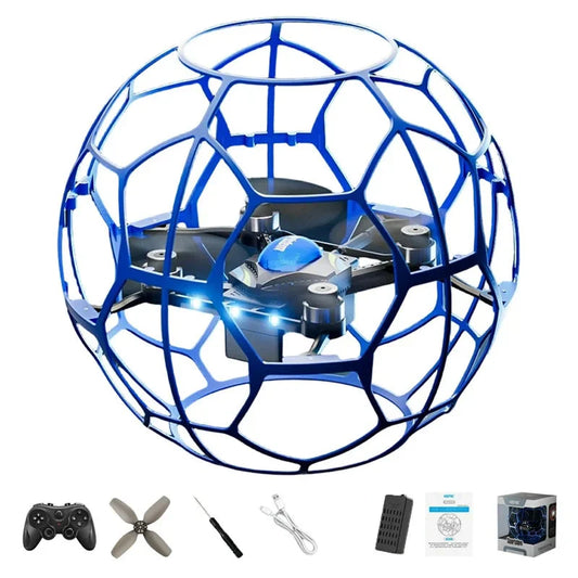 4DRC V51 Football Shape RC Drone with Colorful LED Lights | 360° Protective Cage | Self-Righting | 1 Battery