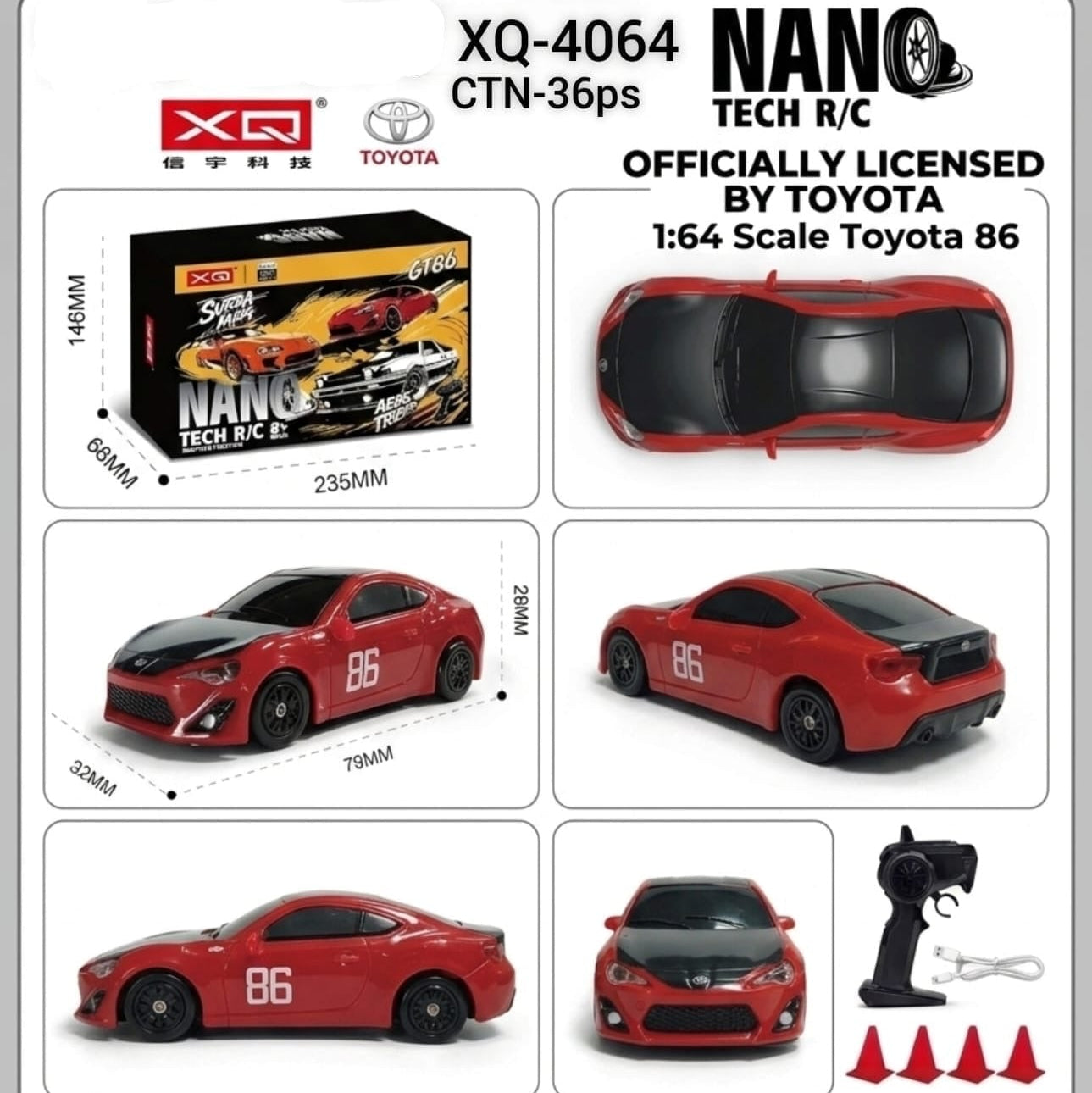 XQ Nano Tech R/C 1:64 scale Toyota 86 Officially Licensed RC Car