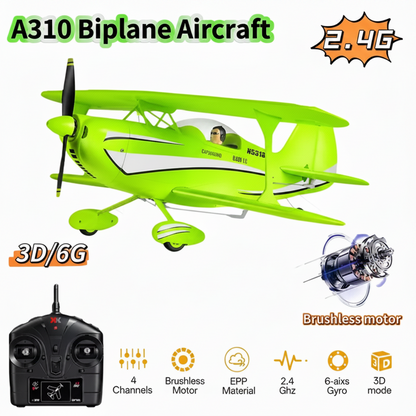 WLtoys A310 Beech D17S RC Airplane 4CH Brushless 3D/6G with 6-Axis Gyro – 1 Battery