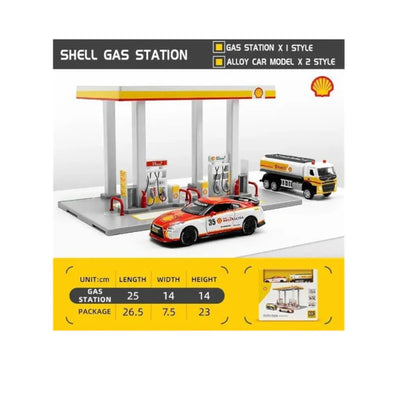 CCA 67277E 1:72 Volvo & 1:42 Nissan Diecast Model Shell Gas Station