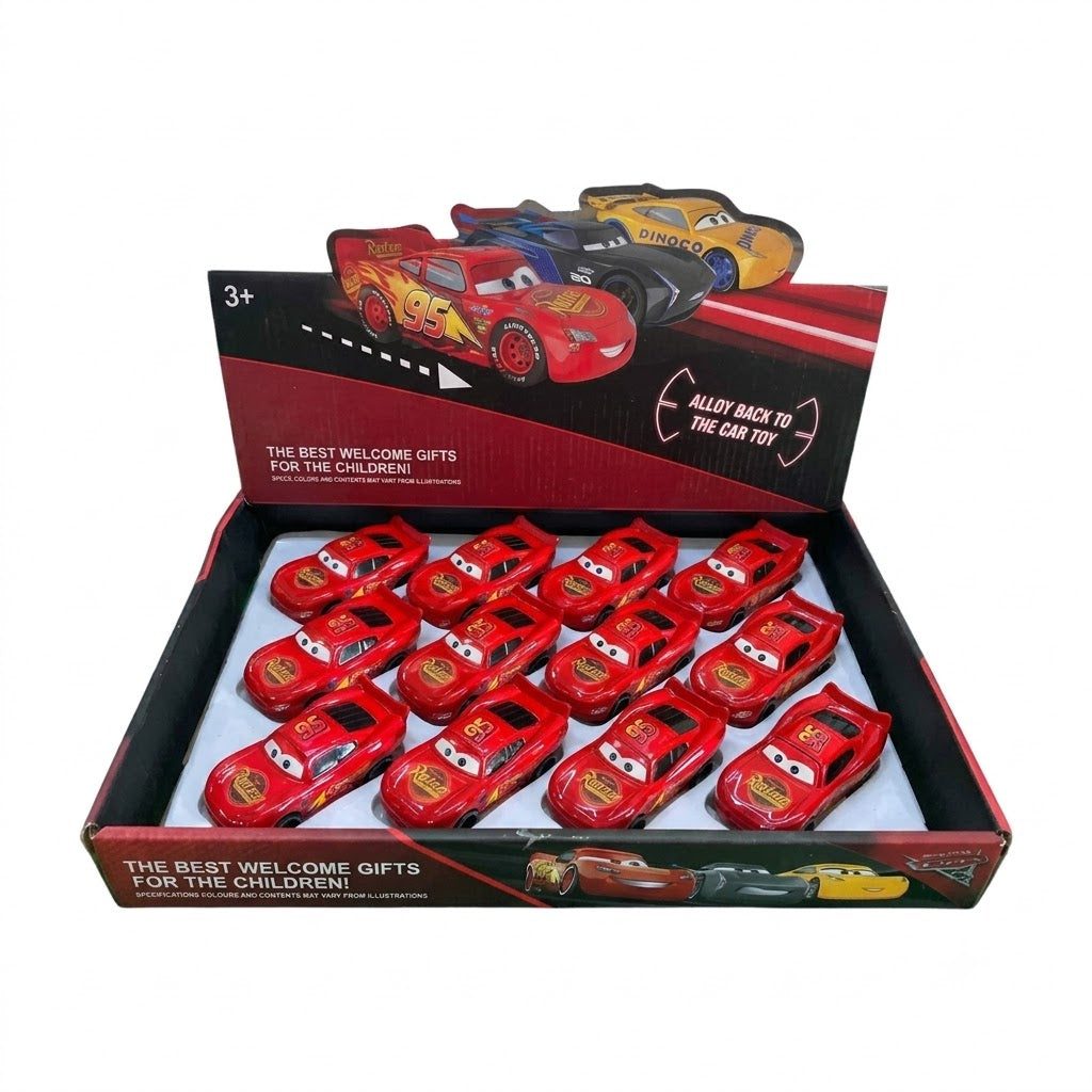 Disney Pixar Cars Lightning McQueen 1:55 Scale Diecast Pull Back & Friction Car Set of 12 | Alloy Series