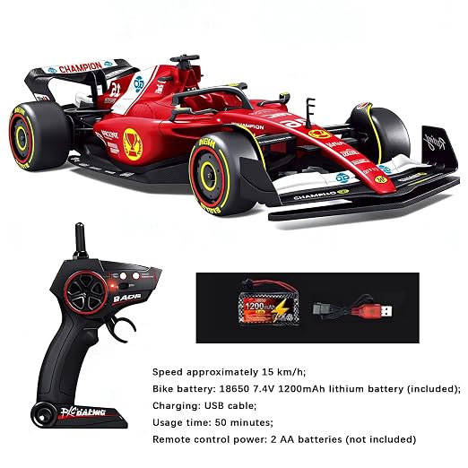 Jimyog 1:10 F1 Ferrari RC Racing Car High Speed 15KM/H with Simulation sounds and a 2.4GHz Controller