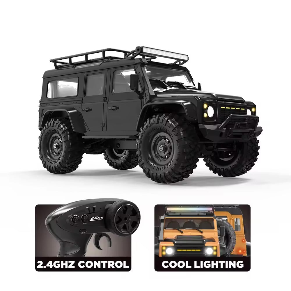 HB-R1607 1/16 Defenfe RC Climbing Car 2.4G 4WD Off Road Racing Car 15KM/H High Speed Vehicle With Lights (Black Color)