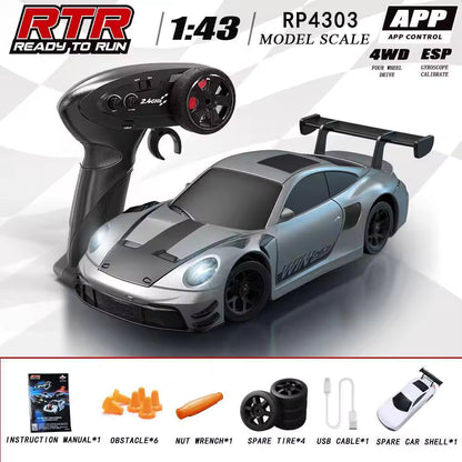 HB Toys RP4303 1:43 Porsche 911 GT3 R Grey RC Drift Car