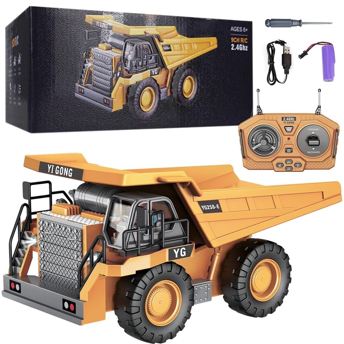 9-CH 1:24 Remote Control (R/C) Construction Dump Truck