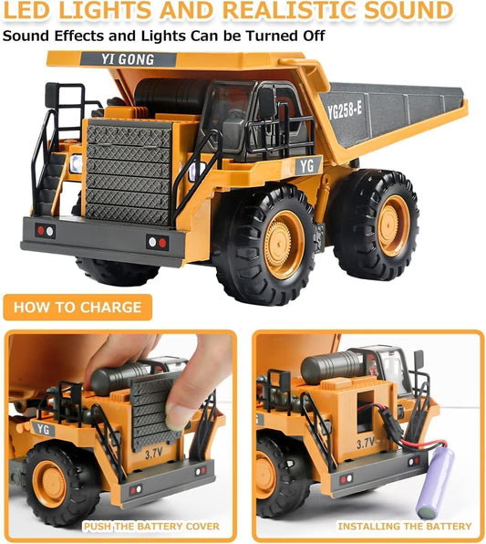 9-CH 1:24 Remote Control (R/C) Construction Dump Truck
