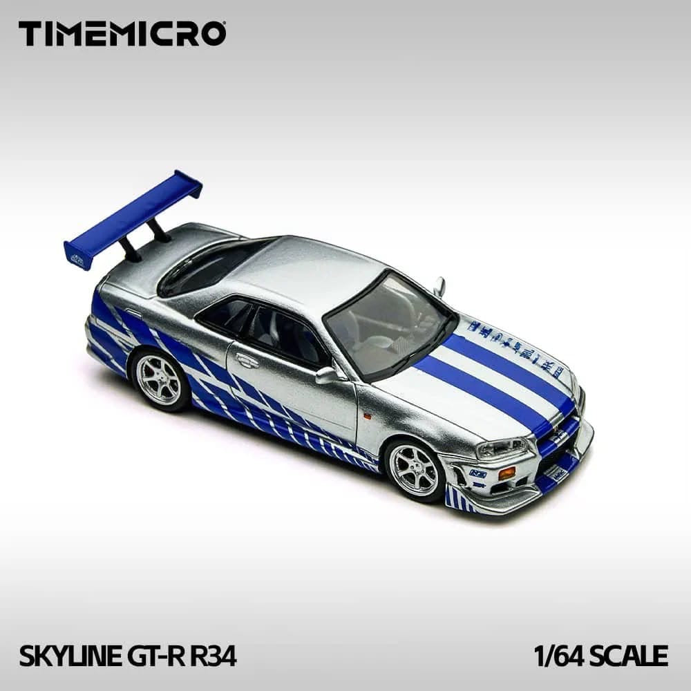 TIMEMICRO Nissan Skyline GT-R R34 1:64 Scale Premium Diecast Car Model