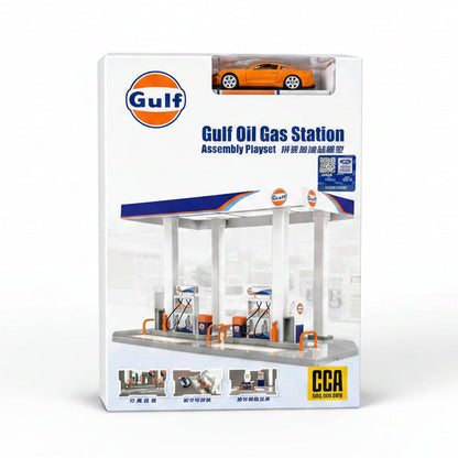 CCA 01278F Gulf Oil gas station assembly playset with Ford Mustang
