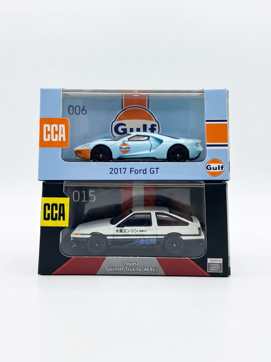 CCA 2017 Ford GT Gulf 1:64 diecast model with acrylic display case