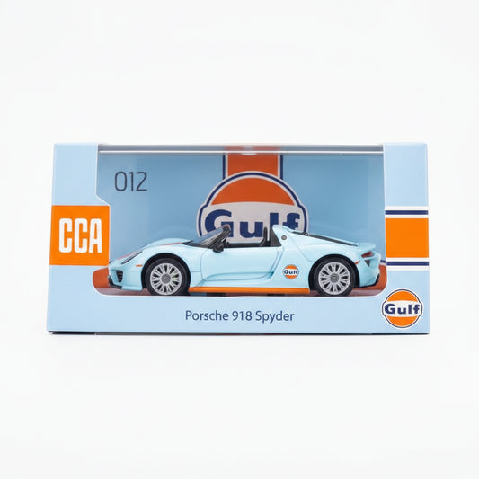 CCA | Porsche 918 Spyder Gulf | 1:64 Scale | Diecast Car | Acrylic Display Case