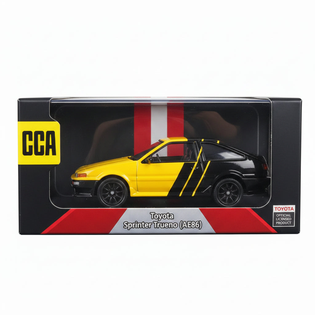 CCA | Toyota AE86 Yellow Black | 1:64 Scale | Diecast Car | Acrylic Display Case