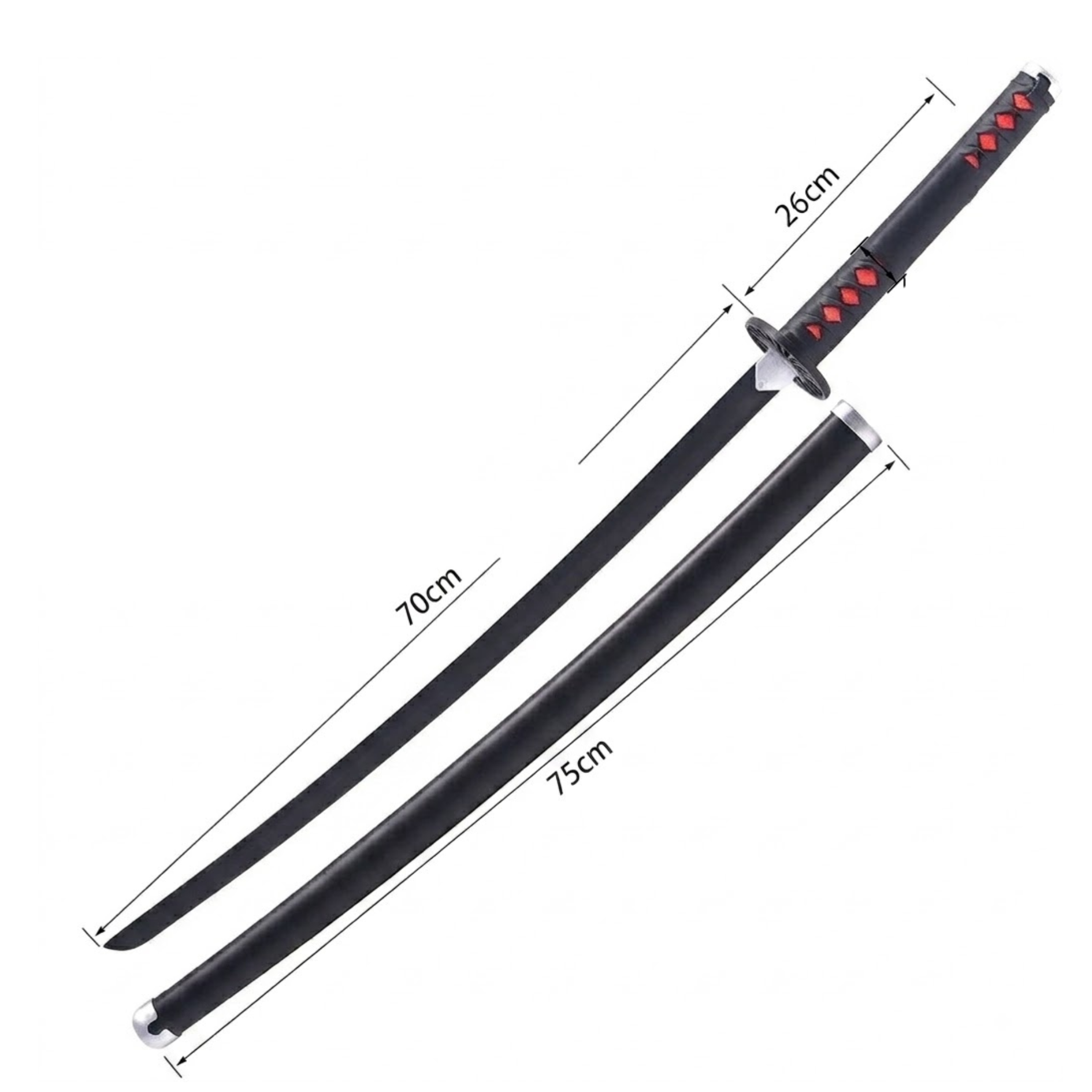 Demon Slayer Tanjiro Kamado inspired 75CM wooden Nichirin katana replica