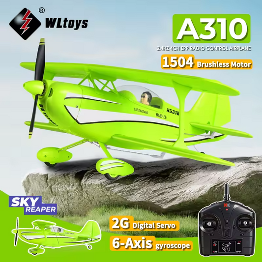 WLtoys A310 Beech D17S RC Airplane 4CH Brushless 3D/6G with 6-Axis Gyro – 1 Battery