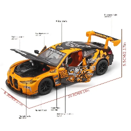 CCA BMW M4 GT3 1:24 Alloy Diecast Car Model Hardcore – Yellow