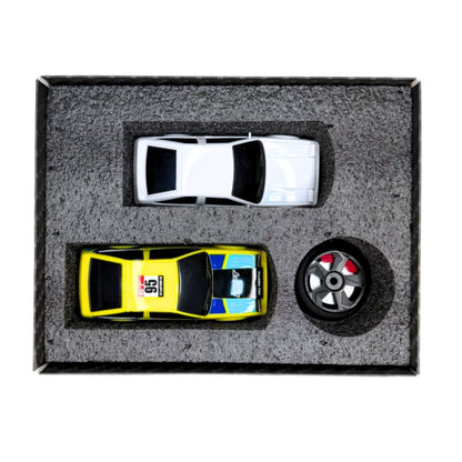 Factory retail packaging box of the yellow HB Toys HB-BP4310-2 Toyota AE86 Trueno for hobby shop stock replenishment