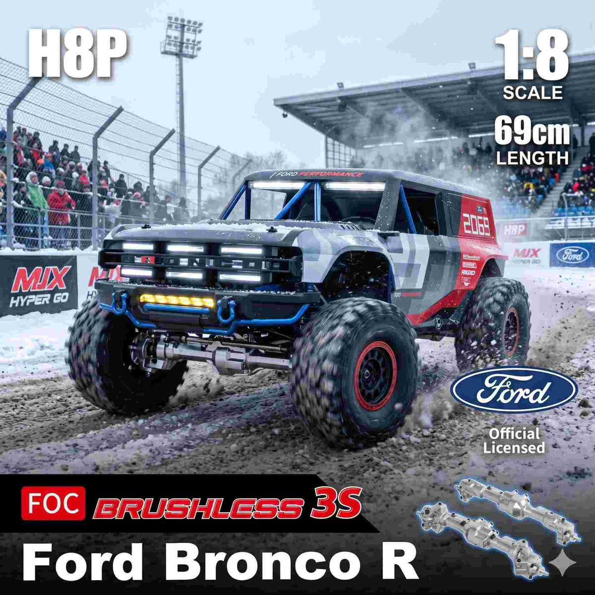 Ford Bronco 1/8 Scale Brushless RC Crawler Wholesale India — MJX Hyper Go H8P 69cm