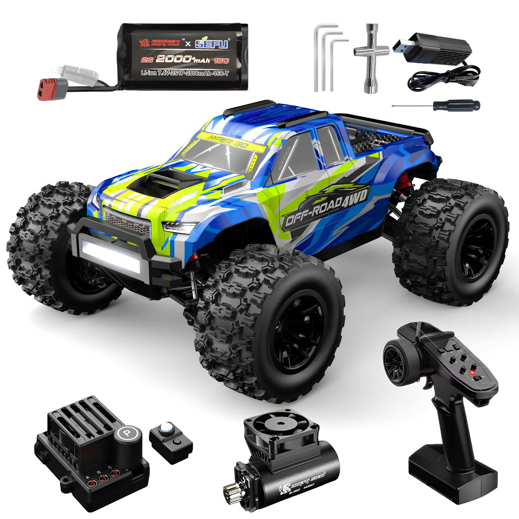 Front perspective view of the Mixric Technic MJX Hyper Go 14208 RC car for wholesale store inventory restocking across India