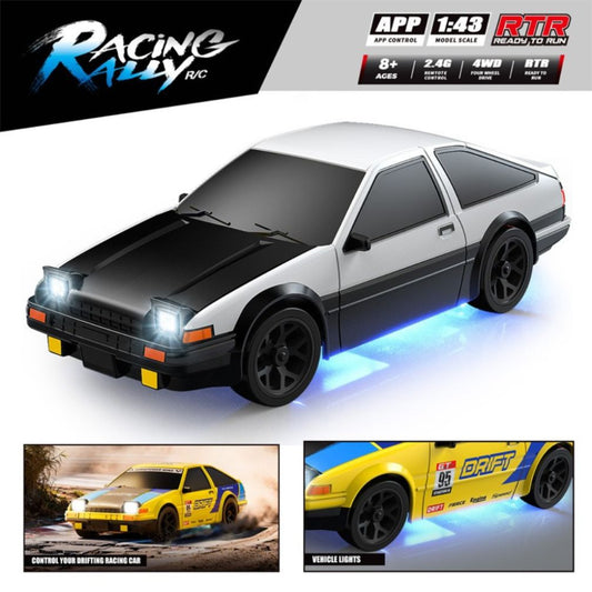 Front perspective view of the white Whoosh Mazda RX-7 RC car for wholesale store inventory restocking across India