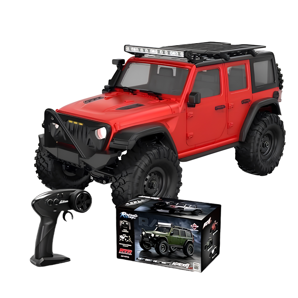 HB Toys | HB-R1604 | Red |  31 CM | BIG | 1:16 Scale | 4WD RTR RC Rock Crawler | Metal Chassis | LED Lights
