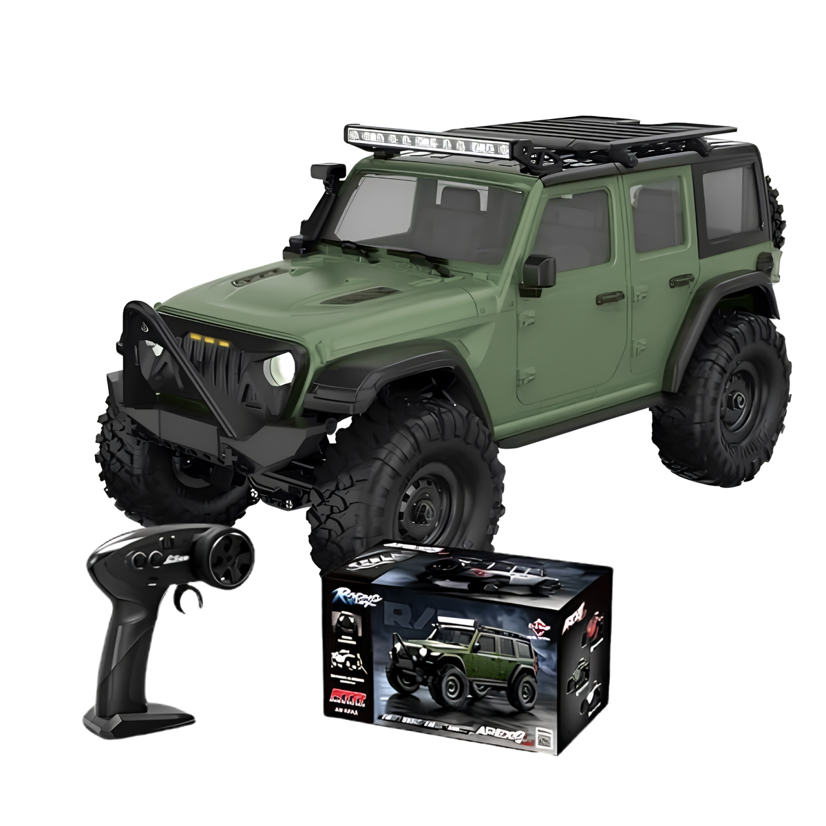 HB Toys | HB-R1605 | Green | 31 CM | BIG | 1:16 Scale | 4WD RTR RC Rock Crawler | Metal Chassis | LED Lights