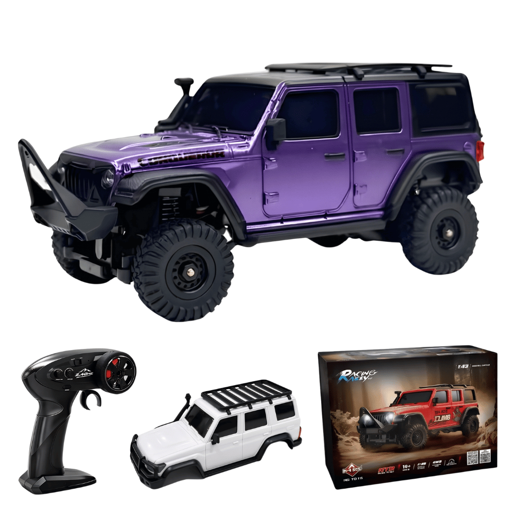 HB Toys R4308 Jeep Wrangler Purple 12cm 1:43 Scale 4WD RC Crawler 4WD
