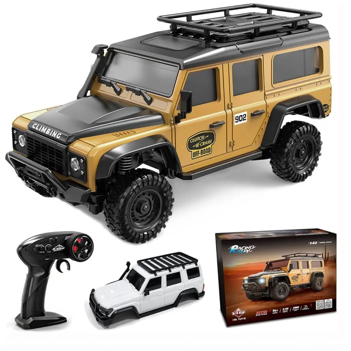 HB Toys | Racing Rally | Land Rover Defender | R4304 | 1:43 Scale | 4WD RTR Mini RC Crawler