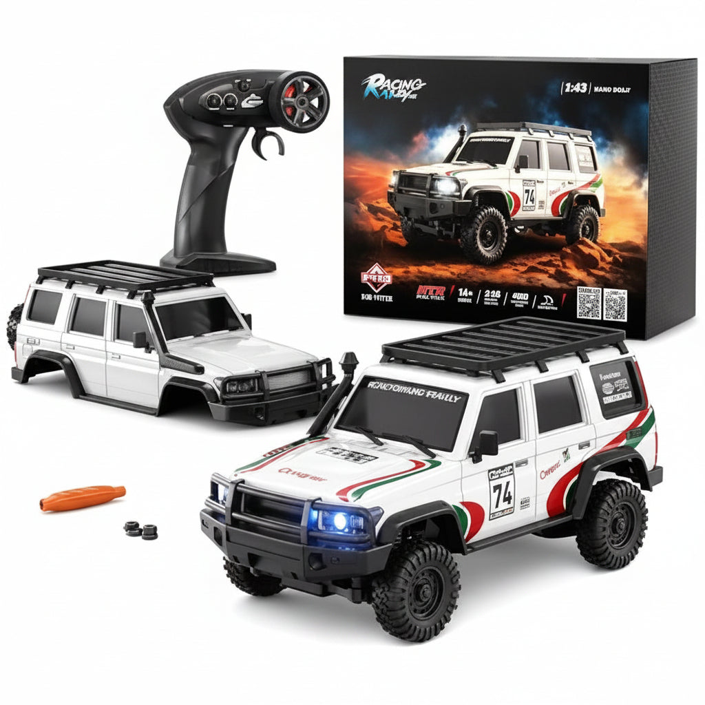 HB Toys | Racing Rally | Toyota Land Cruiser | R4301 | White | 1:43 Scale | 4WD RTR Mini RC Crawle