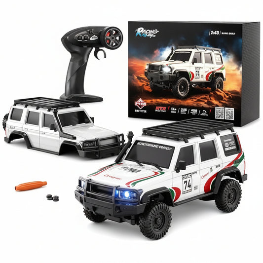 HB Toys | Racing Rally | Toyota Land Cruiser | R4301 | White | 1:43 Scale | 4WD RTR Mini RC Crawle