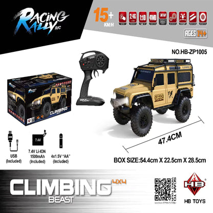HB Toys ZP1005 1:10 Land Rover Defender Yellow RTR 4WD Rc off road crawler