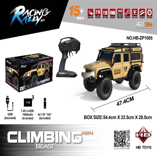 HB Toys ZP1005 1:10 Land Rover Defender Yellow RTR 4WD Rc off road crawler
