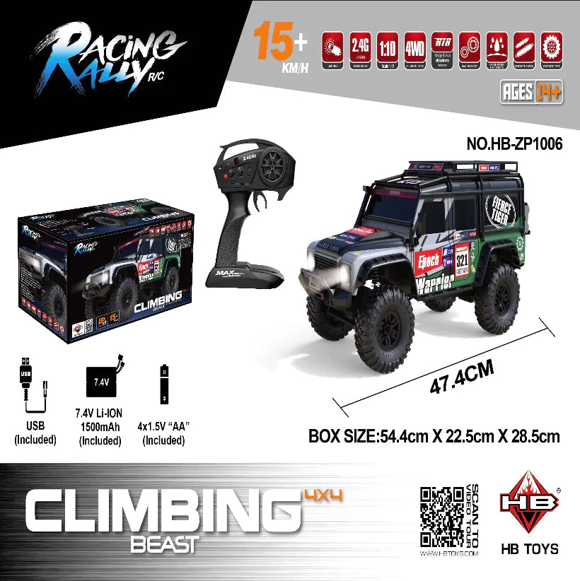 HB Toys ZP1006 1:10Land Rover Defender RTR 4WD Rc off road crawler