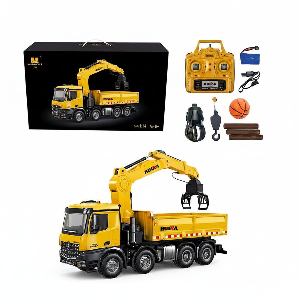 HUINA 1538 1:14 RC Dump Truck with Alloy Timber Grabber 26CH Construction Vehicle